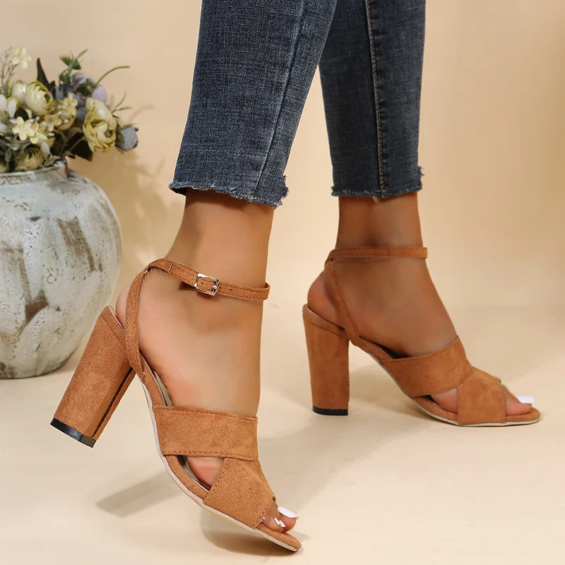 Fashion Block Heels Sandals Women Shoes Classic Black Beige Women's Sandals Summer Shoes Elegant Peep Toe Brand Sandals 2022
Fashion Block Heels Sandals Women Shoes Classic Black Beige Women's Sandals Summer Shoes Elegant Peep Toe Brand Sandals 2022