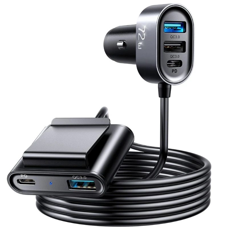 2023 New Car Cigarette-Ligher Adapter 72W PD & QC3.0 5Port Power Outlet with 1.5m Cable for Front Back Seat- Charging
2023 New Car Cigarette-Ligher Adapter 72W PD & QC3.0 5Port Power Outlet with 1.5m Cable for Front Back Seat- Charging