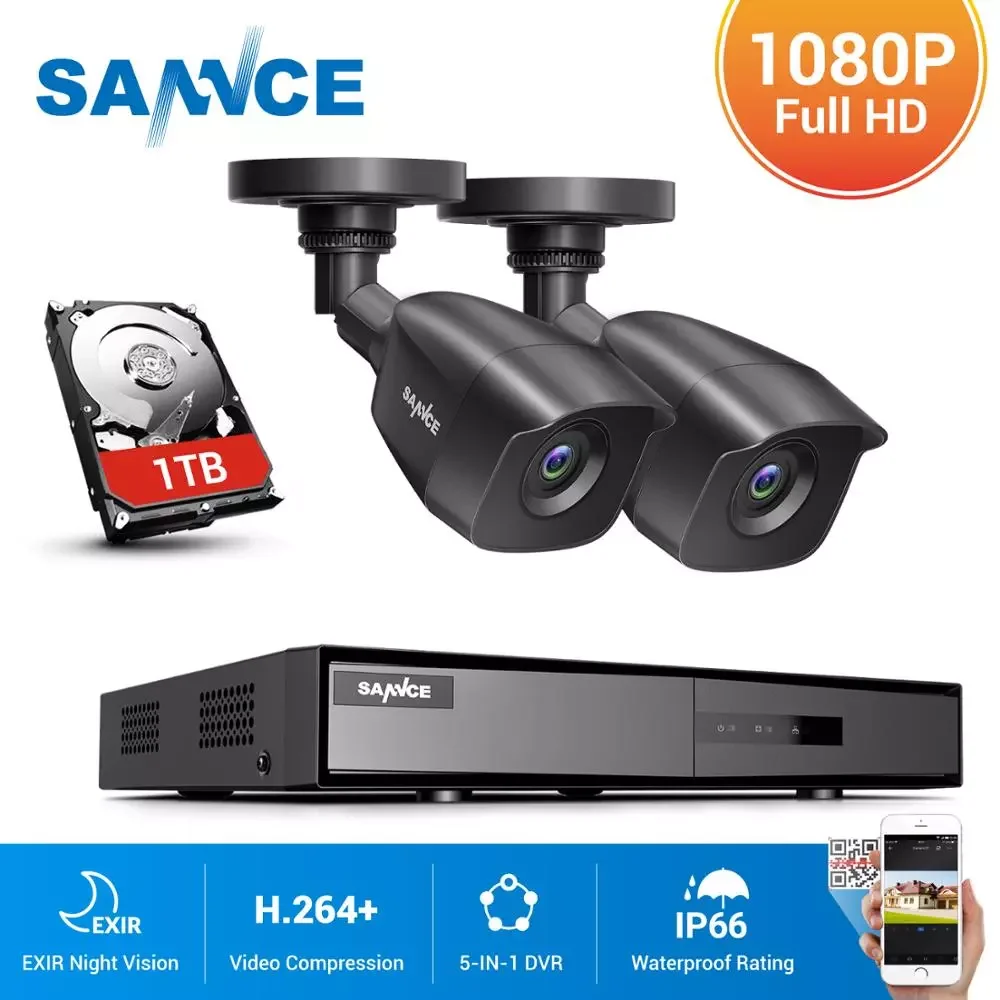 Система видеонаблюдения 4CH 1080N DVR 2 шт. 1080P CCTV IR Наружные камеры видеонаблюдения 4ch DVR Kit
Система видеонаблюдения 4CH 1080N DVR 2 шт. 1080P CCTV IR Наружные камеры видеонаблюдения 4ch DVR Kit