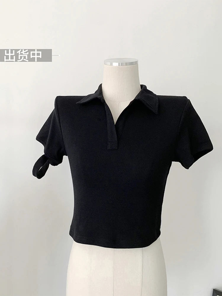 Summer Korean Fashion Women Short Sleeve T-Shirts Simple Polo Collar Tees Stretch Crop Tops Solid Color Y2k Streetwear Gyaru New
Summer Korean Fashion Women Short Sleeve T-Shirts Simple Polo Collar Tees Stretch Crop Tops Solid Color Y2k Streetwear Gyaru New