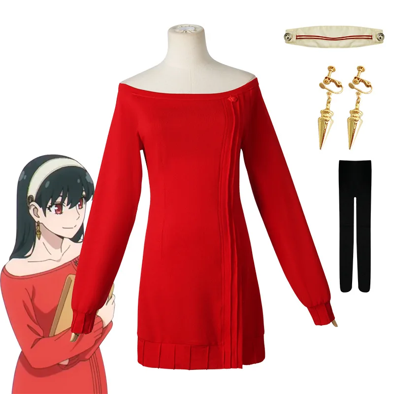 Anime Spy × Family Cosplay Costume Yor Forger Red Sweater Dress Headdress Earrings Socks Set Halloween Accessories Props
Anime Spy × Family Cosplay Costume Yor Forger Red Sweater Dress Headdress Earrings Socks Set Halloween Accessories Props