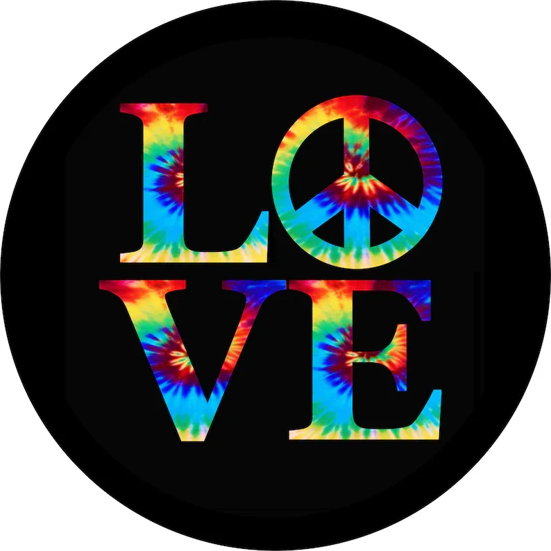 Tie Dye Love Peace Sign Spare Tire Cover fit to exact tire size Camper RV Motor home Trailer/Option for backup
Tie Dye Love Peace Sign Spare Tire Cover fit to exact tire size Camper RV Motor home Trailer/Option for backup