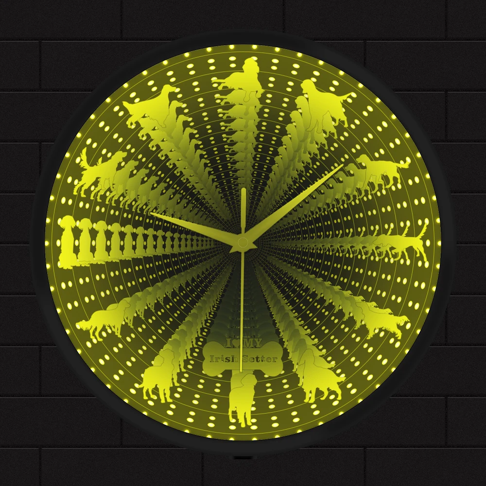 Irish Setter Luminous Wall Clock Ireland Puppy Dog Home Decor Nightlight Clock Led Infinity Mirror Tunnel Lamp Pet Owners Gift
Irish Setter Luminous Wall Clock Ireland Puppy Dog Home Decor Nightlight Clock Led Infinity Mirror Tunnel Lamp Pet Owners Gift