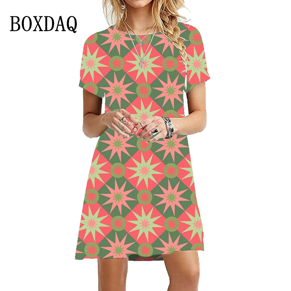 Платье женское летнее с геометрическим принтом, Свободный пуловер с коротким рукавом, в стиле бохо, повседневная одежда оверсайз
Платье женское летнее с геометрическим принтом, Свободный пуловер с коротким рукавом, в стиле бохо, повседневная одежда оверсайз