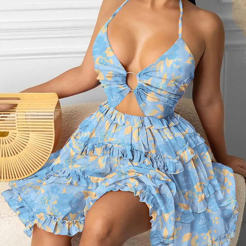 Elegant Women Summer Dress 2022 New Holiday V Neck High Waist Ruffle Short Sleeve Flower Print Dress
Elegant Women Summer Dress 2022 New Holiday V Neck High Waist Ruffle Short Sleeve Flower Print Dress