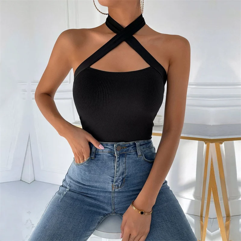 Solid Color Halter Neck Cross-neck Backless Knitted Vest Sexy Slim Top Women's Summer Hollow Streetwear Women's Sleeveless DX04
Solid Color Halter Neck Cross-neck Backless Knitted Vest Sexy Slim Top Women's Summer Hollow Streetwear Women's Sleeveless DX04
