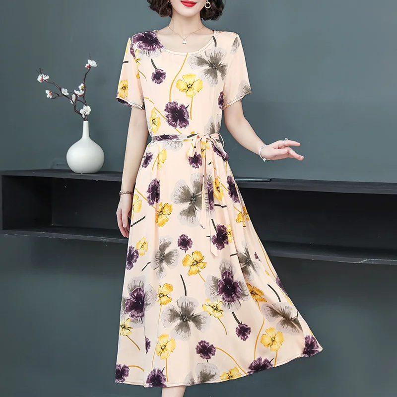 New Casual 2022 Women summer Dress Floral Print short Sleeve Vestidos Elegant Vintage O-Neck Plus size Dresses 
New Casual 2022 Women summer Dress Floral Print short Sleeve Vestidos Elegant Vintage O-Neck Plus size Dresses