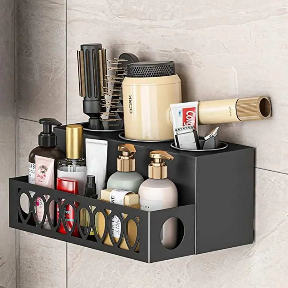 Hair Dryer Storage Rack Bracket With 4 Compartments Waterproof Large Space Bathroom Decoration Accessory With Removable Cup
Hair Dryer Storage Rack Bracket With 4 Compartments Waterproof Large Space Bathroom Decoration Accessory With Removable Cup