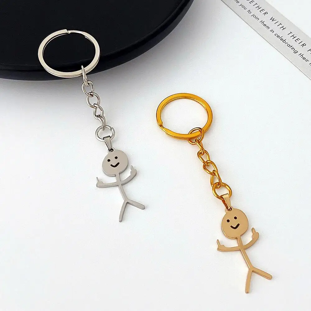 Stainless Steel Key Chain Fashion Funny Design Matchman Vertical Middle Finger Key Chain Male and Female Couple Pendant
Stainless Steel Key Chain Fashion Funny Design Matchman Vertical Middle Finger Key Chain Male and Female Couple Pendant