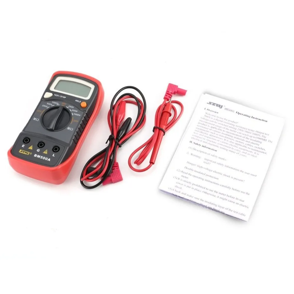 1000V BM500A Digital Megger 1999M Insulation Resistance Tester Meter Megohmmeter Multimeter Voltmeter LED indication
1000V BM500A Digital Megger 1999M Insulation Resistance Tester Meter Megohmmeter Multimeter Voltmeter LED indication