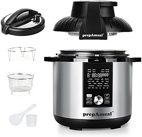 

Pressure Cooker & Air Fryer Combo with Pressure Lid and Air-Fry Lid - 7-in-1 cooking Modes, Easy Read LCD Display, 27 Preset