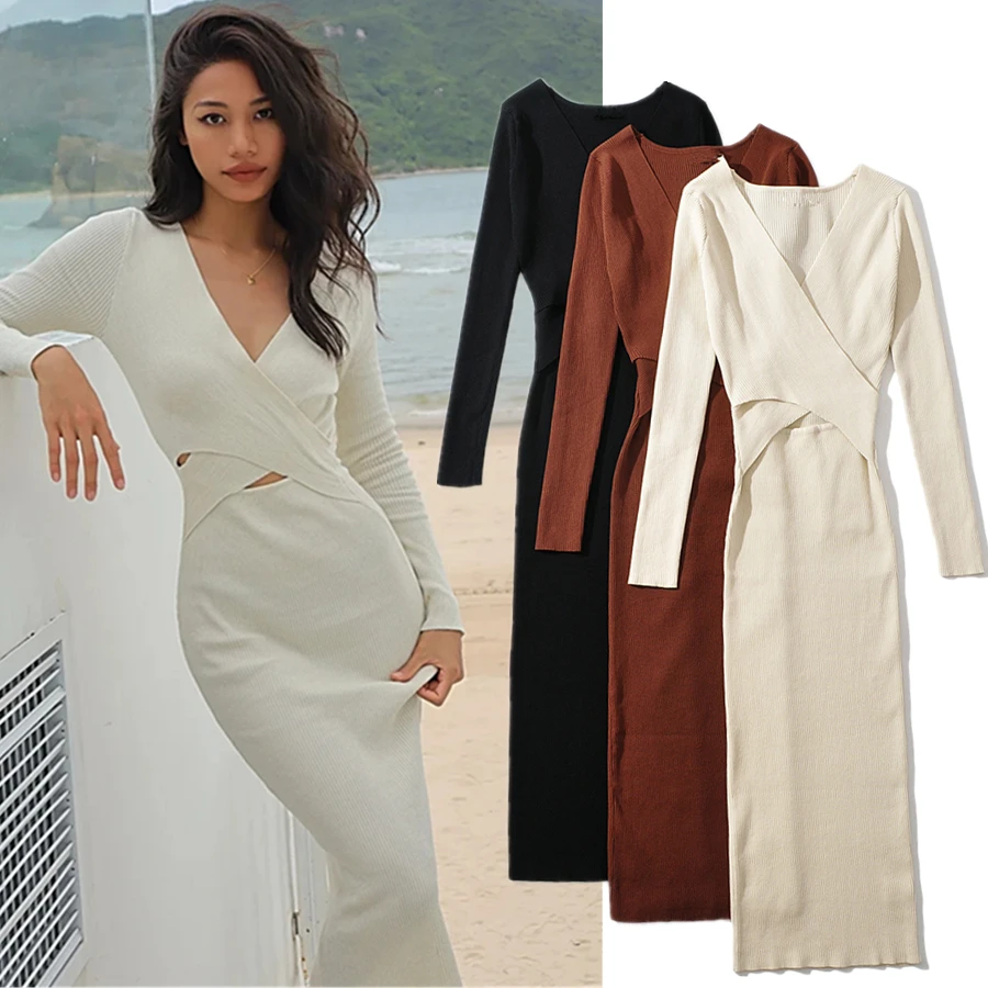 Elmsk Fashion Vintage France Style Hollow out Long Sleeve Knitted V-neck Sexy Holiday Sheath Midi Dress Women
Elmsk Fashion Vintage France Style Hollow out Long Sleeve Knitted V-neck Sexy Holiday Sheath Midi Dress Women