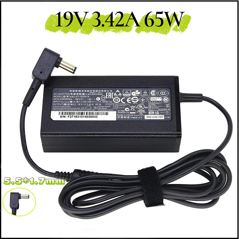 19V 3.42A 65W AC Adapter Charger for Acer Aspire 5315 5630 5735 5920 5535 5738 6920 7520 PA-1650-86 S3 E15 Power Supply
19V 3.42A 65W AC Adapter Charger for Acer Aspire 5315 5630 5735 5920 5535 5738 6920 7520 PA-1650-86 S3 E15 Power Supply