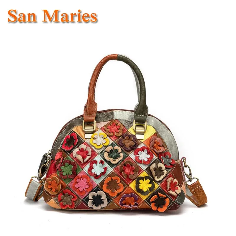 San Maries Women's Genuine Leather Bags Patchwork Top-handle Handbags And Purses Designer Floral Shoulder Bags Female Tote
San Maries Women's Genuine Leather Bags Patchwork Top-handle Handbags And Purses Designer Floral Shoulder Bags Female Tote