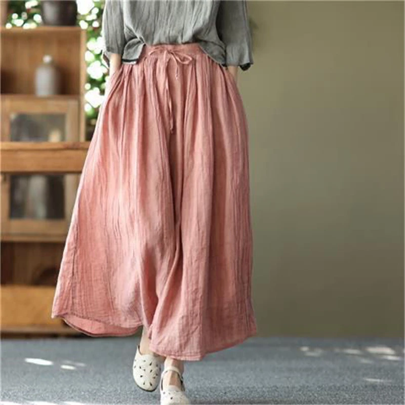 Limiguyue Cotton Linen Long Maxi Skirt Women Elastic Lace Up Literary Double-Layer Vintage Pleated Skirt Pockets A-Line Skirts
Limiguyue Cotton Linen Long Maxi Skirt Women Elastic Lace Up Literary Double-Layer Vintage Pleated Skirt Pockets A-Line Skirts