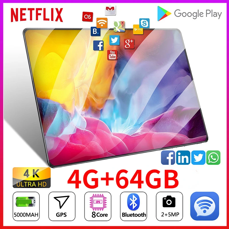 

2023 Hot 10.1 Inch 4GB Ram 64GB Rom Tablet Pc Android 9.0 8 Core 800x1200 Ips Wifi 4G Fdd Lte Phablet Tablet Pc Gps 10