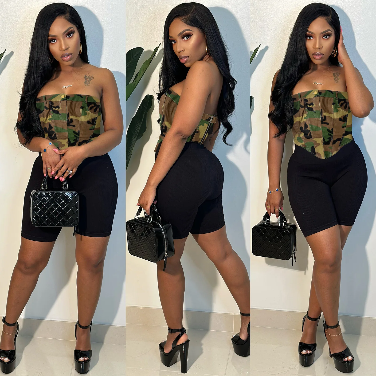 Crop Top Women's Camouflage Corset Strapless Summer Camisole Sexy Back Zipper Tube Top Female Cropped Vest Clubwear Shirt 
Crop Top Women's Camouflage Corset Strapless Summer Camisole Sexy Back Zipper Tube Top Female Cropped Vest Clubwear Shirt