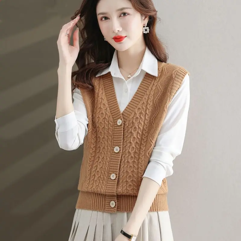 203 Women Spring Autumn Fashion Knitted Waistcoat Female Knit Cardigan Sleeveless Tops Ladies Vintage Sweater Vest Coats S282
203 Women Spring Autumn Fashion Knitted Waistcoat Female Knit Cardigan Sleeveless Tops Ladies Vintage Sweater Vest Coats S282