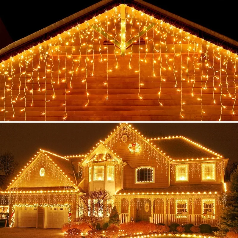 Christmas Lights Outdoor Street Garland on The House Icicle Curtain Light EU Plug Waterproof Yard Decoration New Year's Garland
Christmas Lights Outdoor Street Garland on The House Icicle Curtain Light EU Plug Waterproof Yard Decoration New Year's Garland