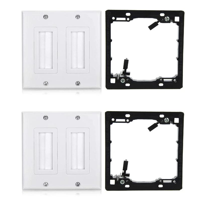 4Pack Dual Brush Plate Cable Wall Plate Brush Wall Plate Pass Through Insert For 2 Gang Cable Access Strap Wall Socket
4Pack Dual Brush Plate Cable Wall Plate Brush Wall Plate Pass Through Insert For 2 Gang Cable Access Strap Wall Socket