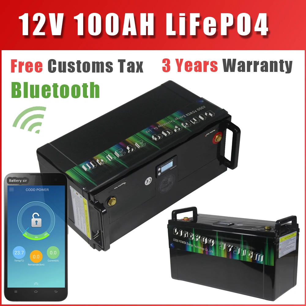 12V 100Ah LiFePO4 Battery 14.6V Golf Cart Batteries 4000 Cycles RV Campers Off-Road Off-grid Solar energy
12V 100Ah LiFePO4 Battery 14.6V Golf Cart Batteries 4000 Cycles RV Campers Off-Road Off-grid Solar energy