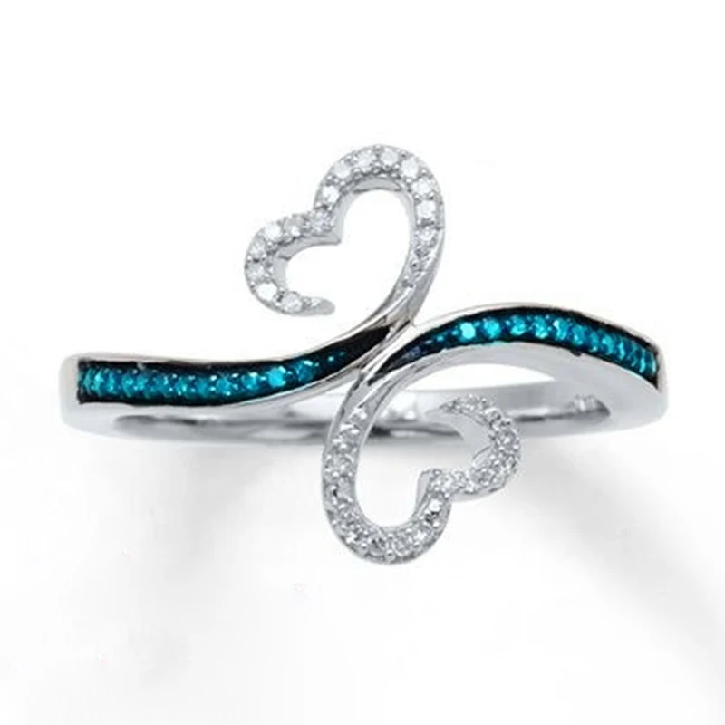 Fashion Women's Double Hearts Silver Sapphire Ring Exquisite Engagement Wedding Love Ring Romantic Valentine's Day Gifts
Fashion Women's Double Hearts Silver Sapphire Ring Exquisite Engagement Wedding Love Ring Romantic Valentine's Day Gifts
