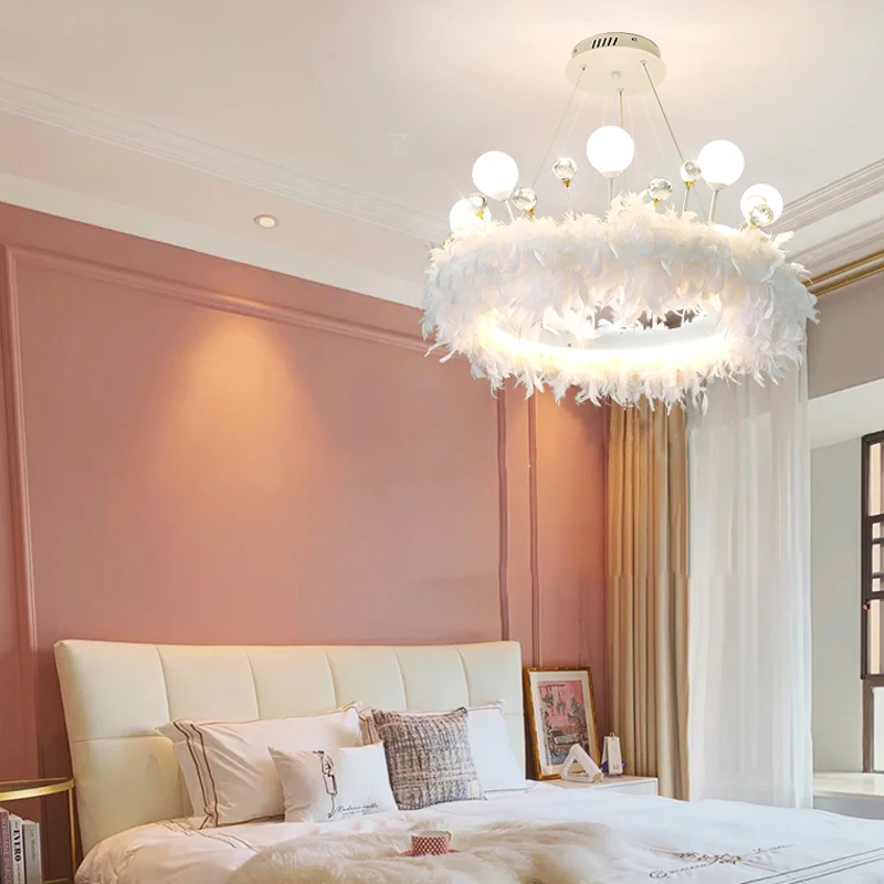 Girls Bedroom Pendant Light Living Room Crown Modelling Led Chandeliers Children's Room Modern Indoor Decoration Lamps Feathers
Girls Bedroom Pendant Light Living Room Crown Modelling Led Chandeliers Children's Room Modern Indoor Decoration Lamps Feathers