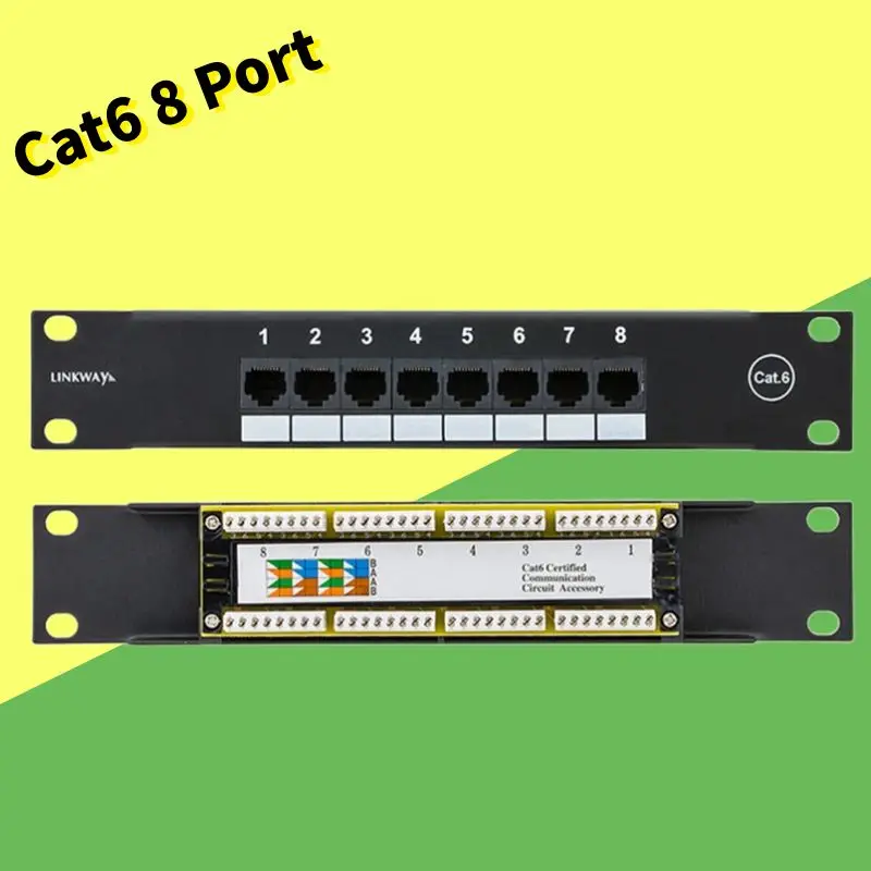 

CAT6 8 Ports Network Patch Panel 10 Inch 1U Rack Mount With RJ45 8P8C Socket for Household Distribution Frame Weak Current Box