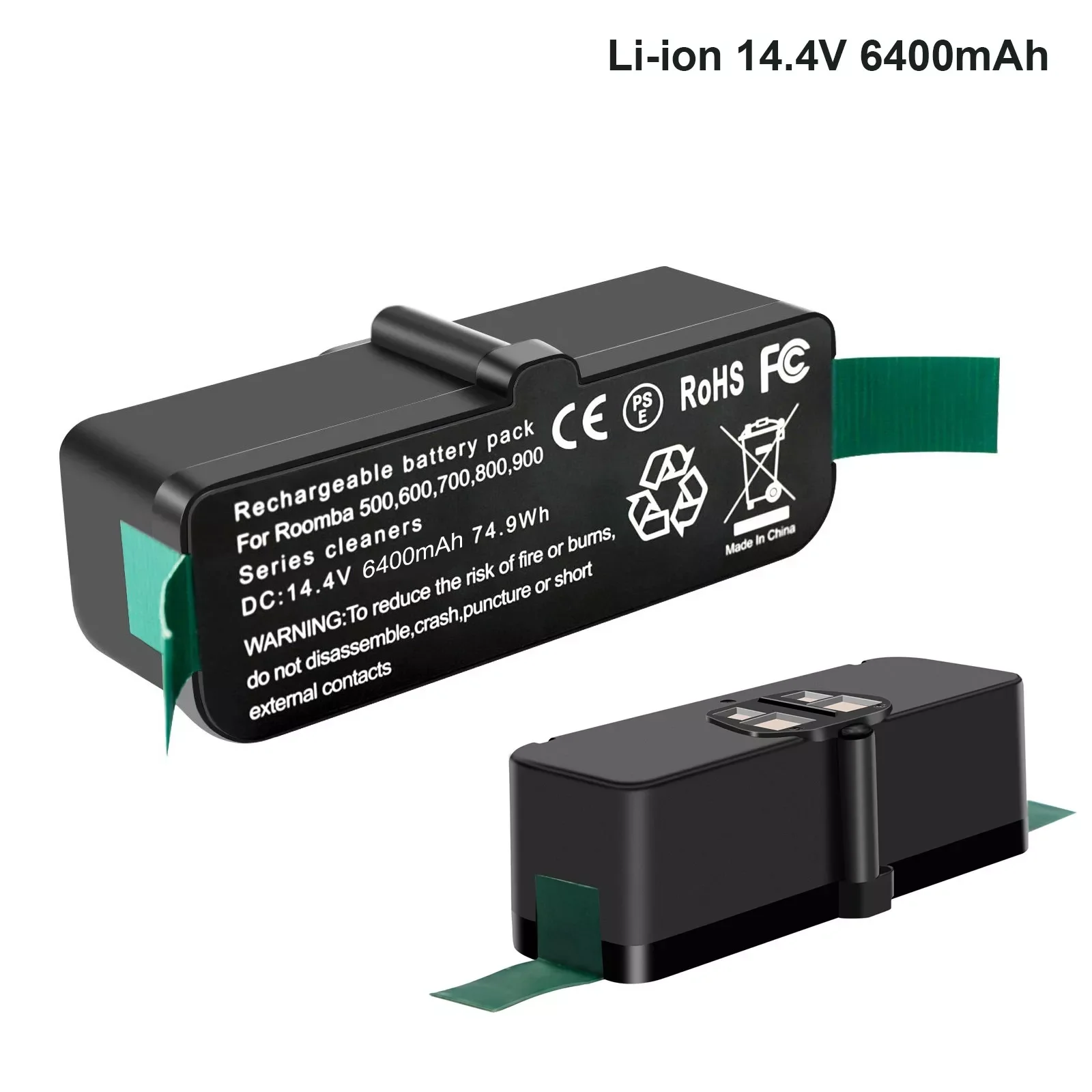 Roomba Battery 14.4V Li-ion Battery 6400mAh For iRobot Roomba 500 800 700 600 Series 895 891 890 880 870 860 675 760 770 780
Roomba Battery 14.4V Li-ion Battery 6400mAh For iRobot Roomba 500 800 700 600 Series 895 891 890 880 870 860 675 760 770 780