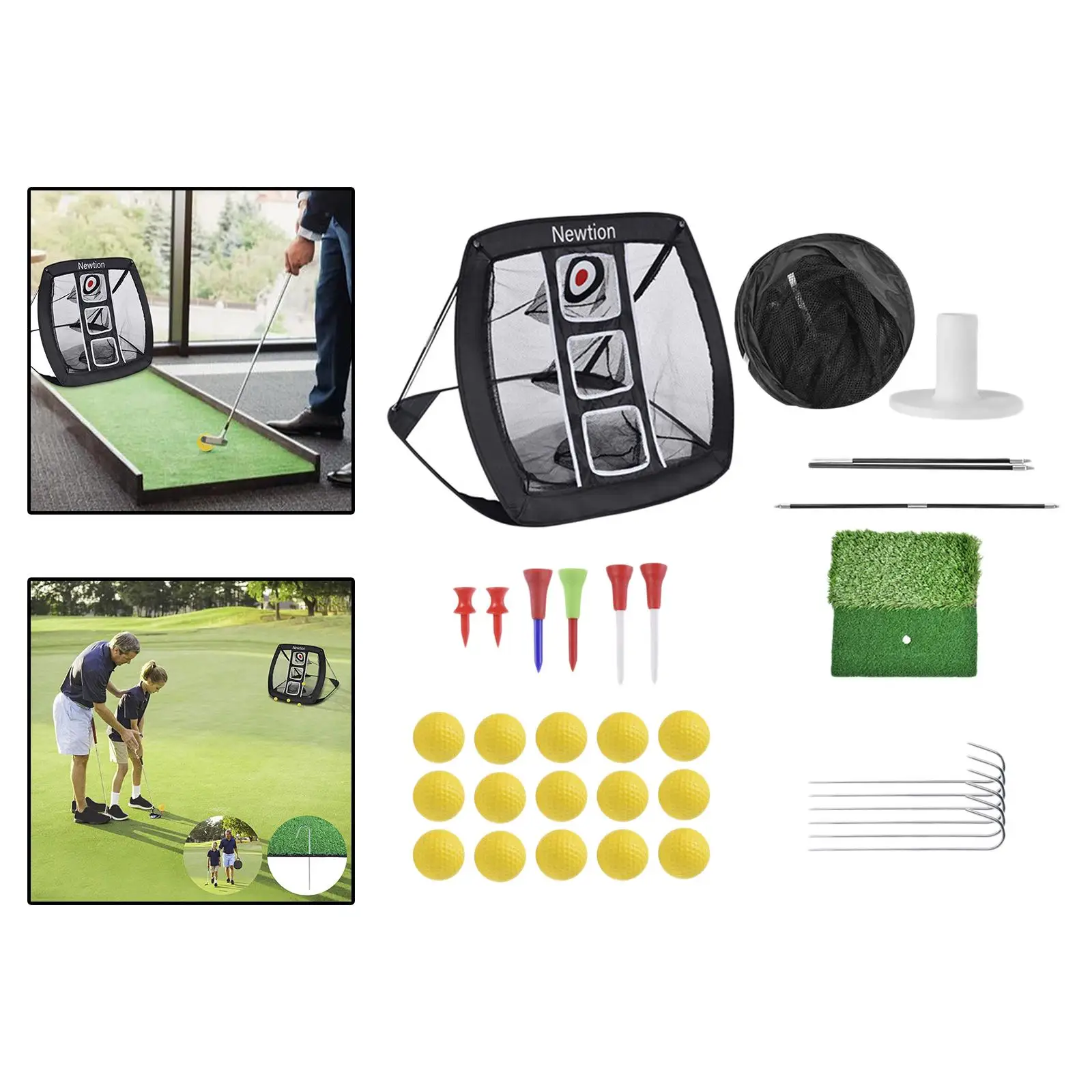 

Golf Chipping Net Outdoor Indoor Golfing Target Backyard Practice Swing Game with Training Balls Hitting Mat Carry Bag