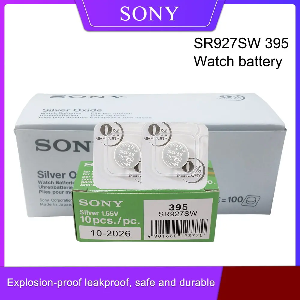 Оригинальный аккумулятор для часов Sony 395 SR927SW 399 SR927W LR927 AG7 1,55 в, оксид серебра, однослойная упаковочная кнопка, монетница
Оригинальный аккумулятор для часов Sony 395 SR927SW 399 SR927W LR927 AG7 1,55 в, оксид серебра, однослойная упаковочная кнопка, монетница