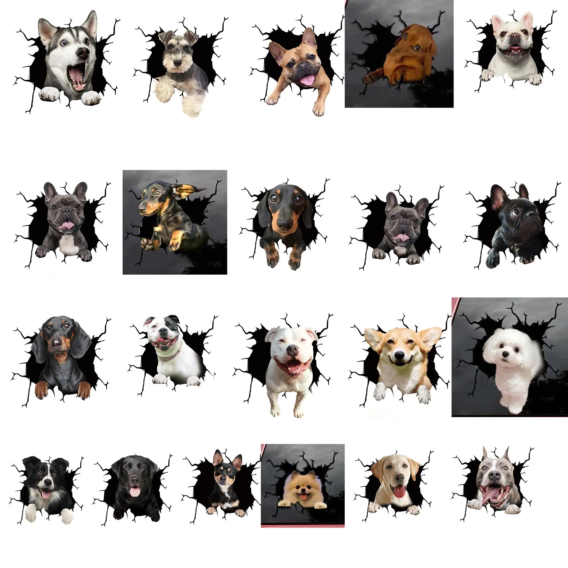 Auto Rear Window Puppy Broken Window Stickers Electrostatic 3D Simulation French Bulldog Car Stickers Vinyl Decals
Auto Rear Window Puppy Broken Window Stickers Electrostatic 3D Simulation French Bulldog Car Stickers Vinyl Decals