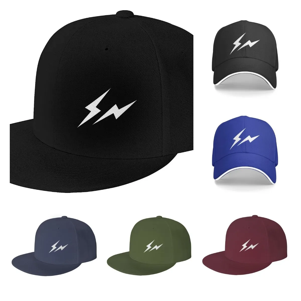 

Lightning Snapback Hat for Men Hiphop Baseball Cap Boys Adjustable Funny Flat Bill Trucker Dad Gift Four Seasons Casual Adults