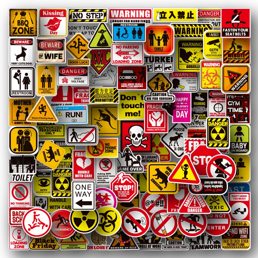 100pcs Cartoon Warning Stickers Danger Banning Skateboard Guitar Laptop Motorcycle Car Classic Toy Cool Decals Sticker
100pcs Cartoon Warning Stickers Danger Banning Skateboard Guitar Laptop Motorcycle Car Classic Toy Cool Decals Sticker