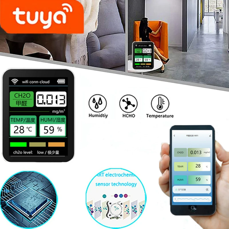 Умный датчик качества воздуха Wi-Fi Tuya, детектор CH2O, датчик температуры и влажности, домашний многофункциональный детектор качества воздуха
Умный датчик качества воздуха Wi-Fi Tuya, детектор CH2O, датчик температуры и влажности, домашний многофункциональный детектор качества воздуха