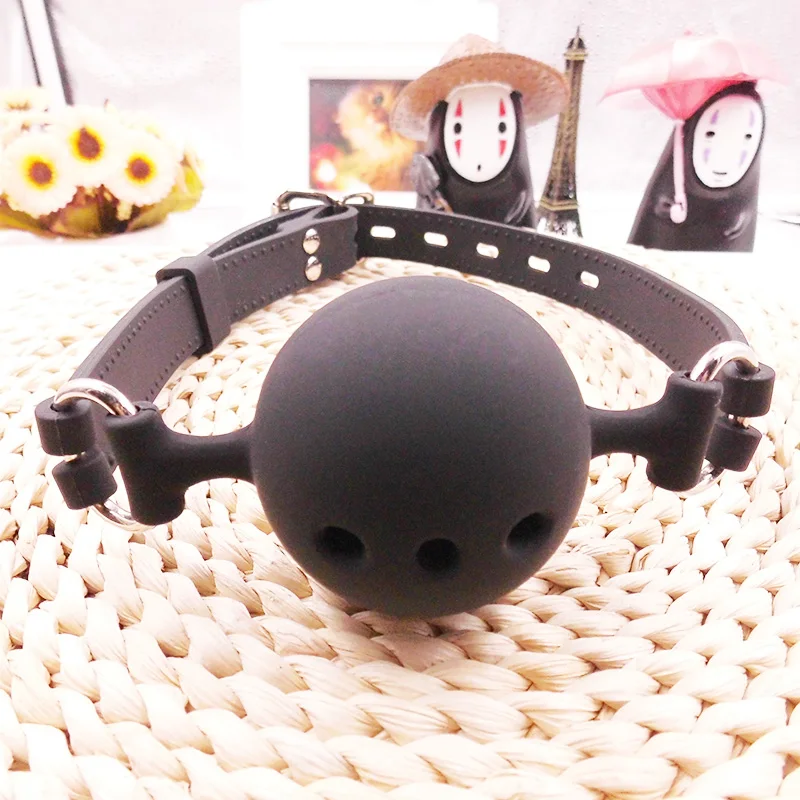 Силиконовый кляп-шарик Erotic Fantasy Black Ballgag, черный EFW017 - Lux Fetish - Кляпы шары - Купить