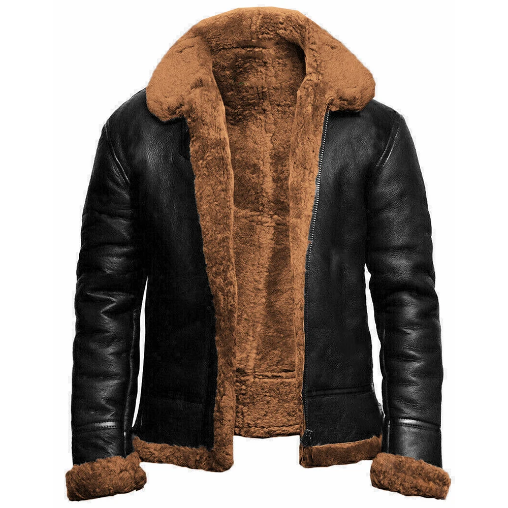 Men Fleece Overcoat Winter Warm Outdoor Coat Bomber Fur Thick Winter Jacket Retro Outerwear Trench PU Leather Coat A50
Men Fleece Overcoat Winter Warm Outdoor Coat Bomber Fur Thick Winter Jacket Retro Outerwear Trench PU Leather Coat A50
