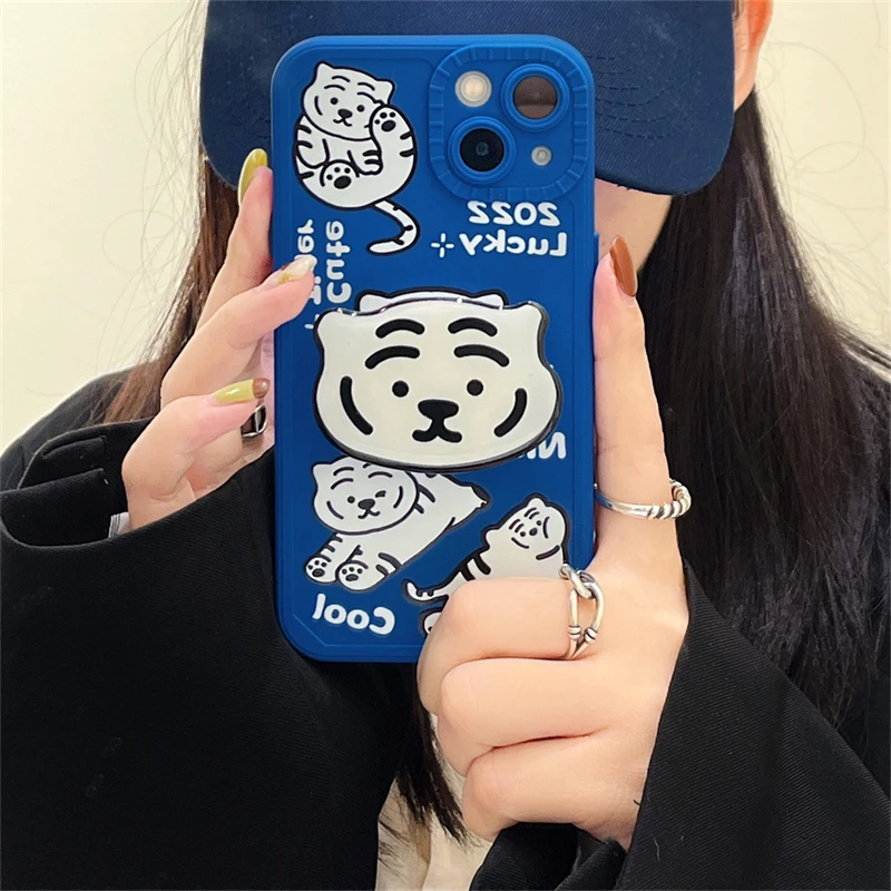 Korean Cute Cartoon Tiger Bracket Blue Phone Case For iPhone 13 12 11 Pro XS Max X XR SE 7 8 Plus Holder Soft Silicon Back Cover
Korean Cute Cartoon Tiger Bracket Blue Phone Case For iPhone 13 12 11 Pro XS Max X XR SE 7 8 Plus Holder Soft Silicon Back Cover