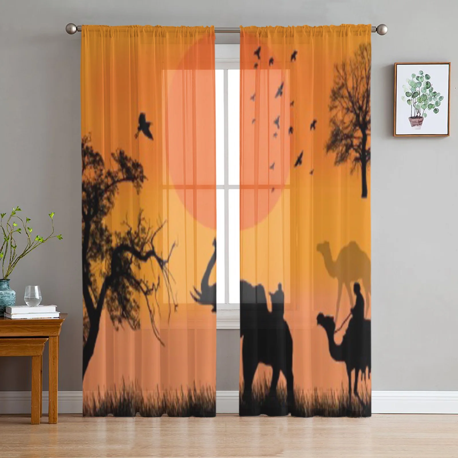 African Safari With Camels And Elephant On Sunset Tulle Sheer Curtains for Living Room Kitchen Decoration Voile Organza Curtains
African Safari With Camels And Elephant On Sunset Tulle Sheer Curtains for Living Room Kitchen Decoration Voile Organza Curtains