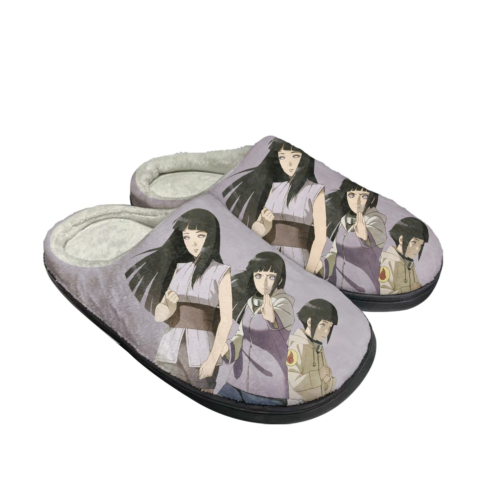 

Горячие Мультяшные аниме домашние хлопковые тапочки Hinata Hyuga на заказ Мужские Женские сандалии плюшевые повседневные сохраняющие тепло туфли термотапочки