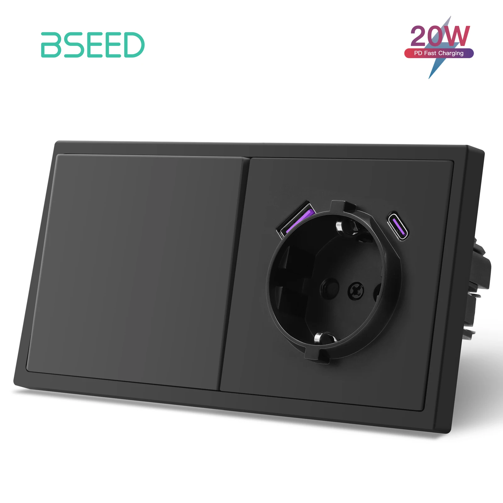 BSEED EU Настенные выключатели и розетки с USB, черные
BSEED EU Настенные выключатели и розетки с USB, черные