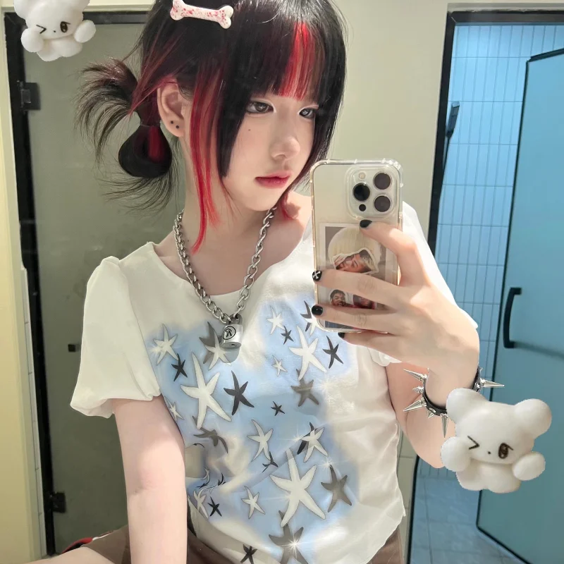 Star Print Y2k O Neck Short High Waist Tshirts Women Summer Crop Tops Tees Japan Style Slim Fit Harajuku Puff Sleeve Camisetas
Star Print Y2k O Neck Short High Waist Tshirts Women Summer Crop Tops Tees Japan Style Slim Fit Harajuku Puff Sleeve Camisetas