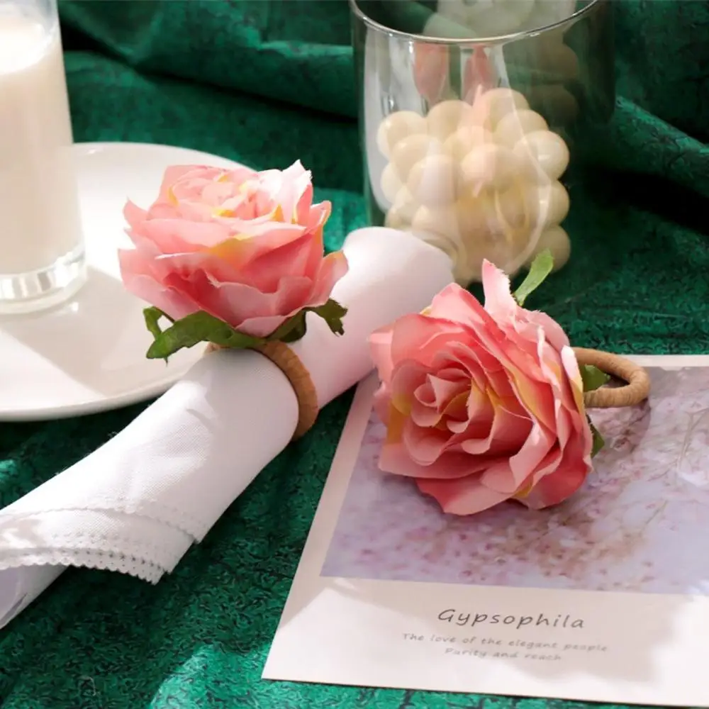 Simulation Rose Flower Napkin Ring Valentine's Day Hotel Wedding Party Napkin Circle Buckle Handmade Table Decoration Ornaments
Simulation Rose Flower Napkin Ring Valentine's Day Hotel Wedding Party Napkin Circle Buckle Handmade Table Decoration Ornaments