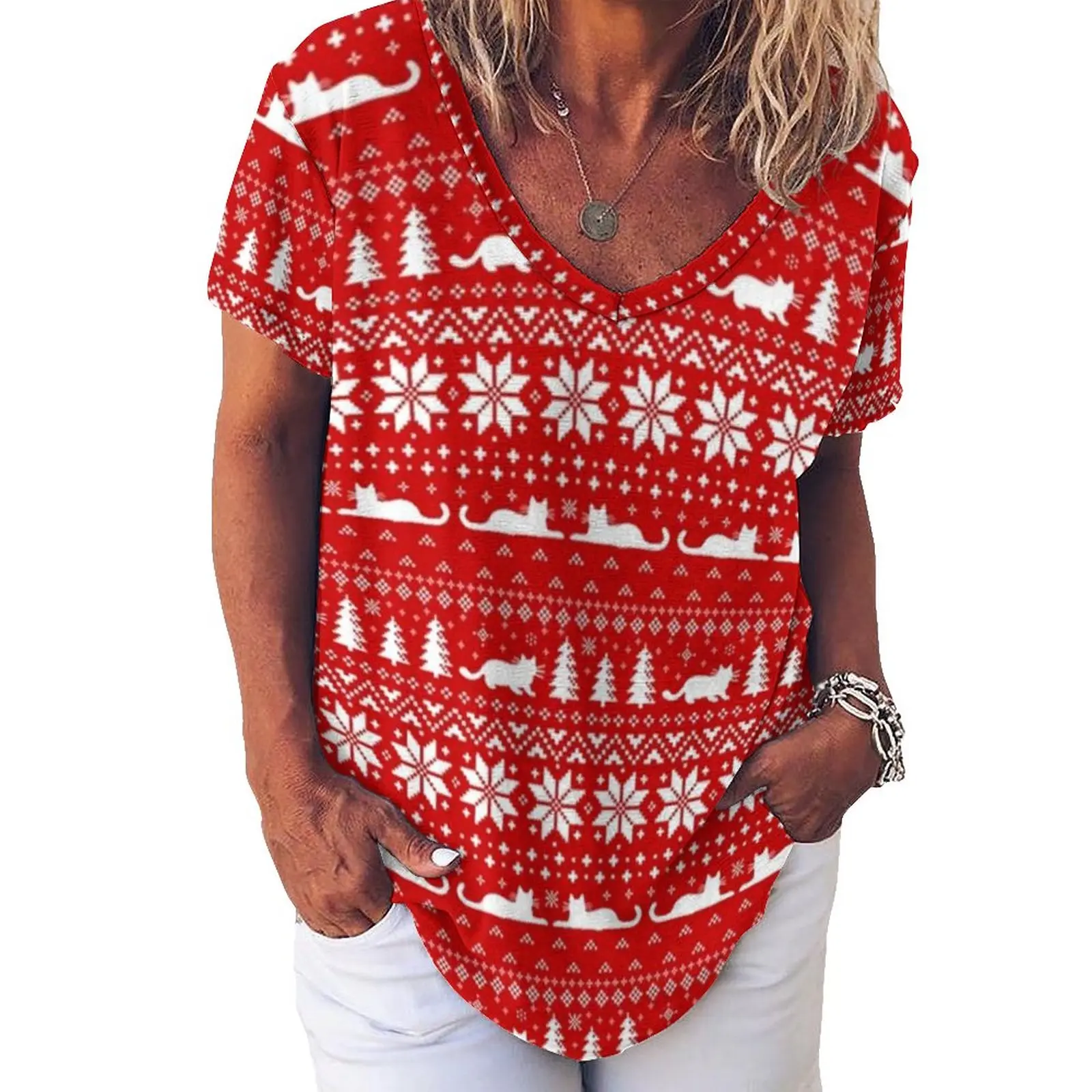 Cat Lover Vintage T-Shirts Fun Christmas Holiday Basic V Neck T-Shirt Short-Sleeve Hip Hop Oversized Tees Summer Printed Tops
Cat Lover Vintage T-Shirts Fun Christmas Holiday Basic V Neck T-Shirt Short-Sleeve Hip Hop Oversized Tees Summer Printed Tops