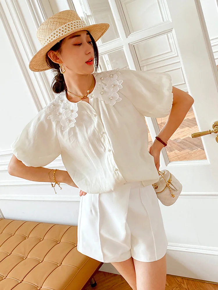 GypsyLady Beige Elegant Chic Blouse Shirt Beading Floral Summer Women Blouse Puff Sleeve Sheer Office Ladies Casual Tops Blusas
GypsyLady Beige Elegant Chic Blouse Shirt Beading Floral Summer Women Blouse Puff Sleeve Sheer Office Ladies Casual Tops Blusas