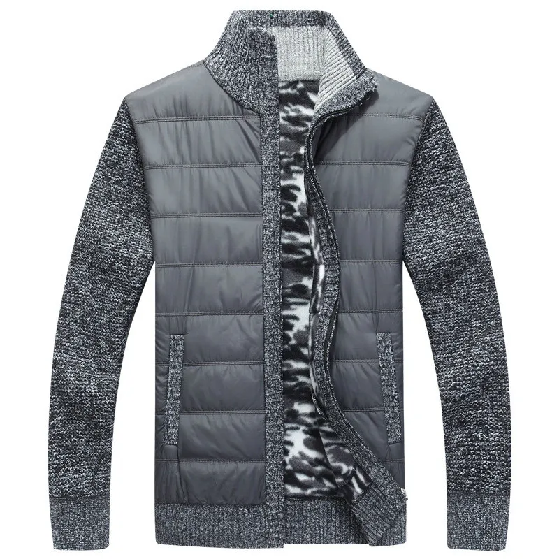 

Зимний мужской флисовый свитер, пальто, плотный шерстяной кардиган в стиле пэчворк, облегающие вязаные куртки, модная мужская одежда для осени