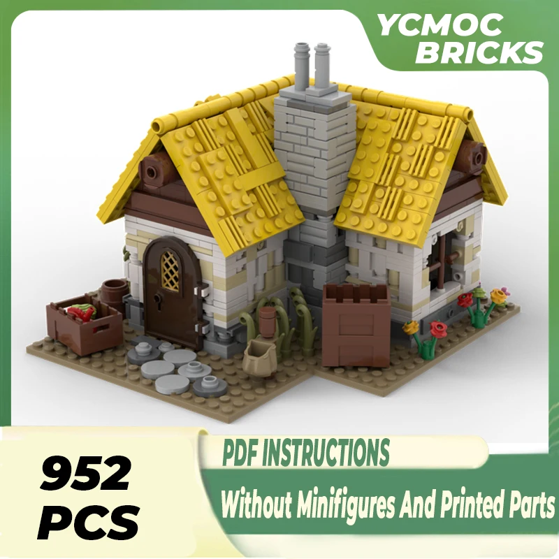 

Moc Building Blocks Street View Model Medieval Farmhouse Technical Bricks DIY Assembly Construction Toys For Childr Holiday Gift