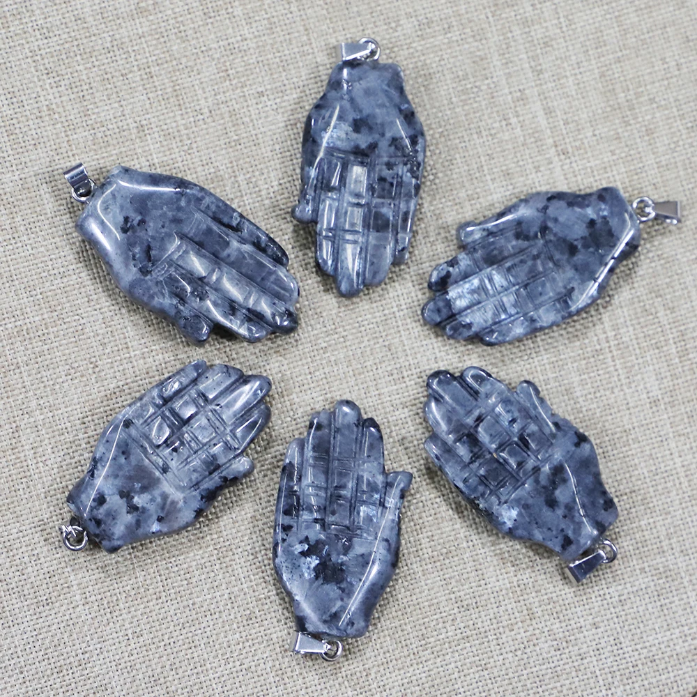 New Natural Good Quality Black Spectrolit Hand Palm Necklace Pendants Charms Fashion Jewelry Accessories Making 6Pcs Wholesale
New Natural Good Quality Black Spectrolit Hand Palm Necklace Pendants Charms Fashion Jewelry Accessories Making 6Pcs Wholesale