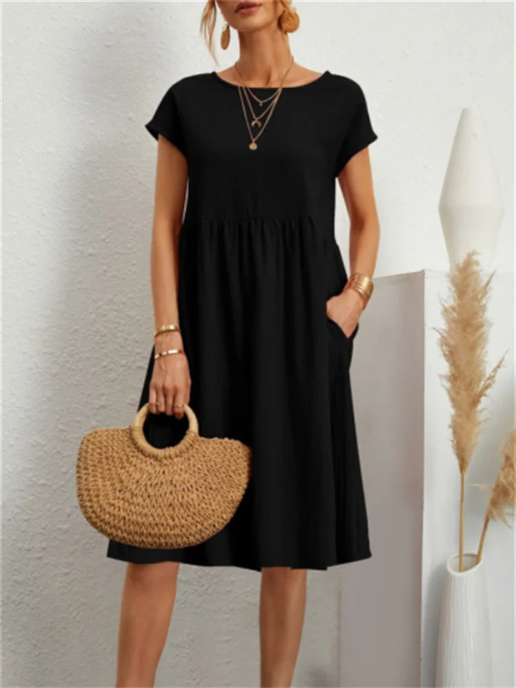 Cotton Linen Summer Dress for Women 2023 New High Waisted O Neck Short Sleeve Midi Dresses Solid Vintage Casual Dress
Cotton Linen Summer Dress for Women 2023 New High Waisted O Neck Short Sleeve Midi Dresses Solid Vintage Casual Dress