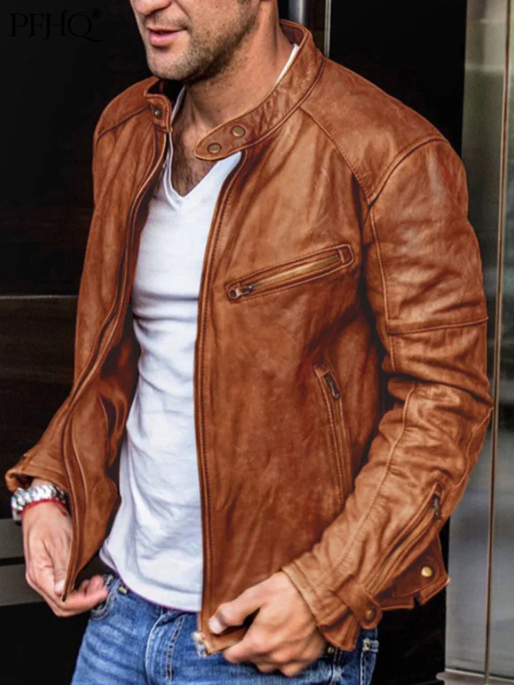 PFHQ Men's New High Street Solid Slim Motorcycle Leather Jacket Autumn New Fashion Tide Zipper Pockets Stand Collar Coat 21B2633
PFHQ Men's New High Street Solid Slim Motorcycle Leather Jacket Autumn New Fashion Tide Zipper Pockets Stand Collar Coat 21B2633
